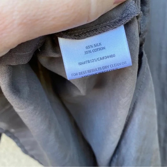 Eileen fisher blouse top silk cotton blend size medium popover gray - Picture 2 of 3